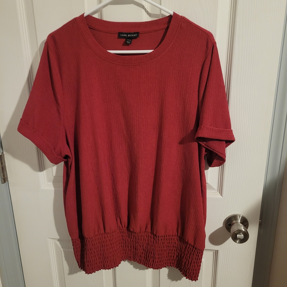 Lane Bryant Women's Red Short Sleeve Top
